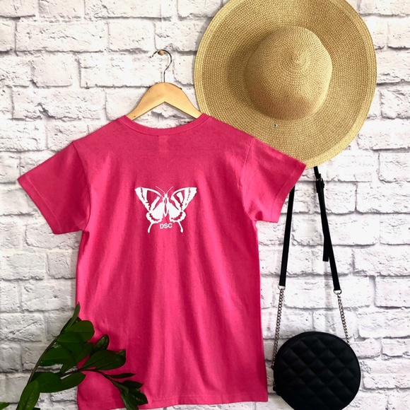 Cross & Butterfly T-Shirt, Religious Shirt, Faith Clothing, Trendy Shirt - Pink - Picture 3 of 3